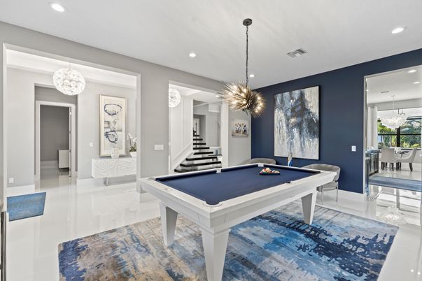 Billiard Table, Game Room, Interior, Pendant Lights, Recessed Lighting