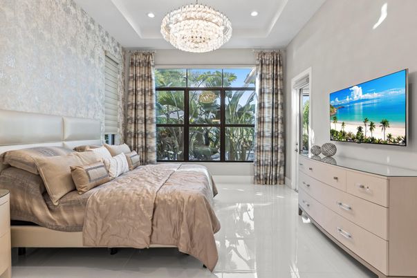 Bedroom, Chandelier, Interior, Recessed Lighting