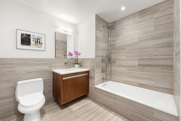 Bathroom, Glass Shower, Interior, Recessed Lighting