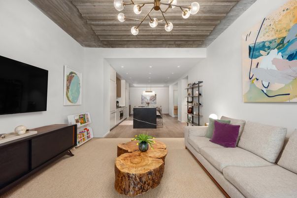 Interior, Living room, Pendant Lights, Recessed Lighting, Wooden Ceilings, Wood Texture Flooring