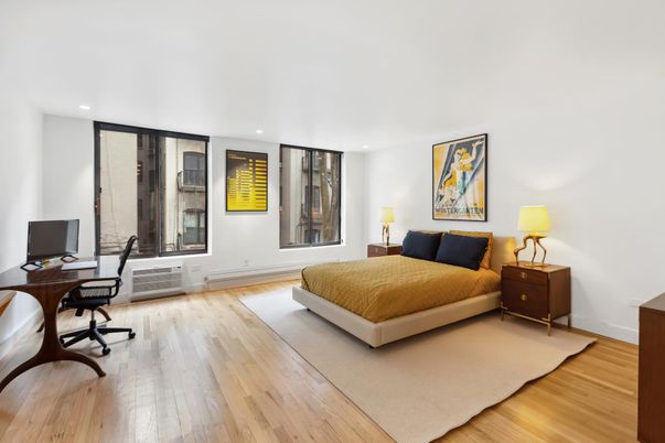 Bedroom, Home Office, Interior, Recessed Lighting, Wood Texture Flooring