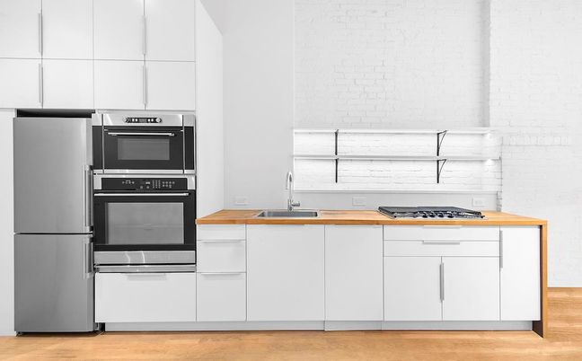 Interior, Kitchen, Stainless Steel Appliances, Wood Texture Flooring