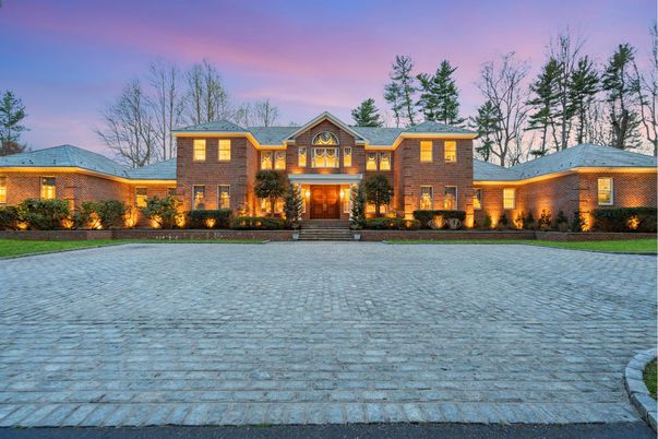 Exterior, Facade, Brick Facade, Log Home