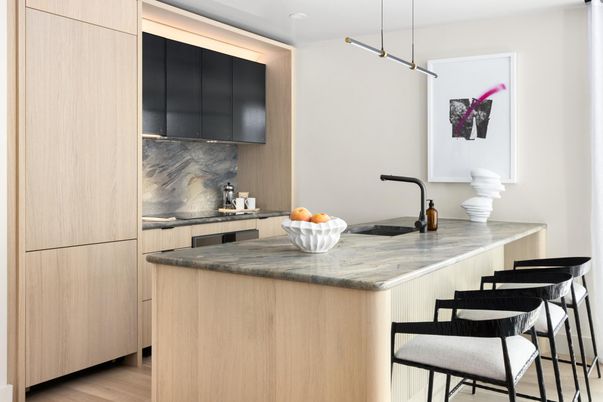 Interior, Kitchen, Pendant Lights, Recessed Lighting, Wood Texture Flooring