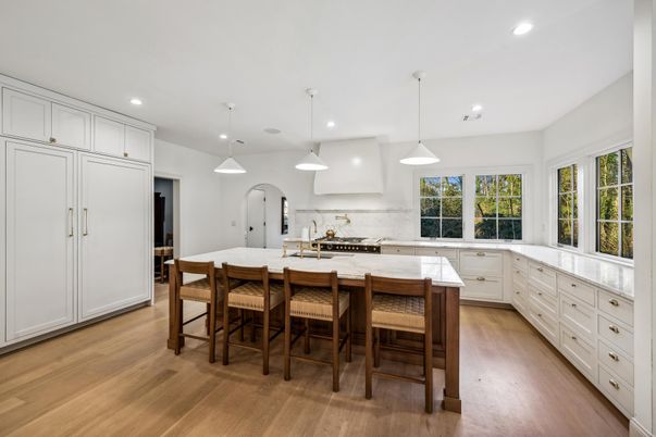 Interior, Kitchen, Pendant Lights, Recessed Lighting, Wood Texture Flooring