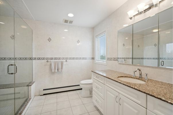 Bathroom, Glass Shower, Interior, Recessed Lighting