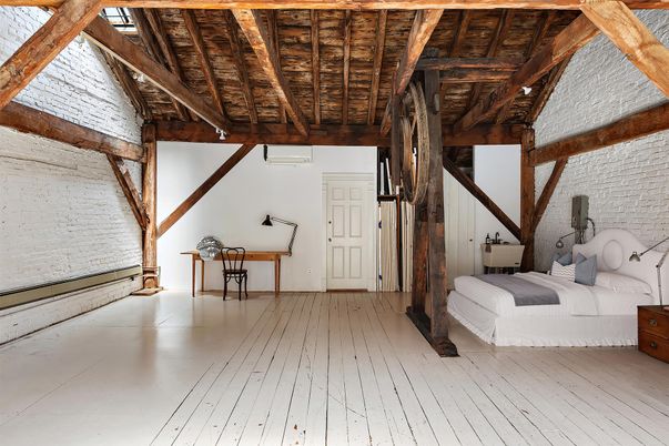 Bedroom, Interior, Stone Walls, Wooden Beams, Wooden Ceilings, Wood Texture Flooring