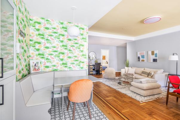 Interior, Living room, Pendant Lights, Wood Texture Flooring