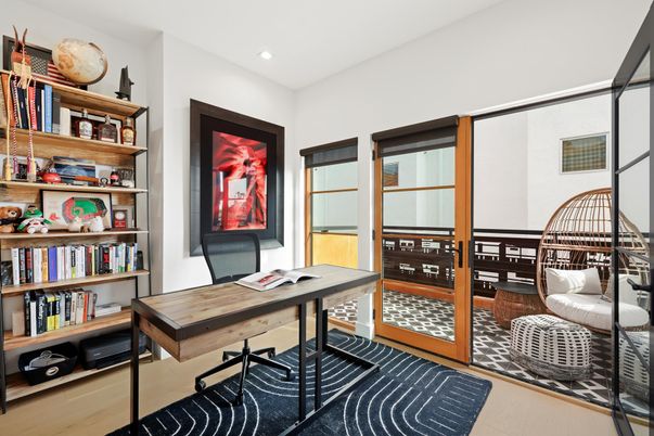 Home Office, Interior, Recessed Lighting, Wood Texture Flooring