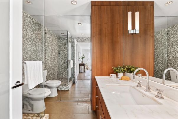 Bathroom, Dual Sink Vanities, Glass Shower, Interior, Recessed Lighting