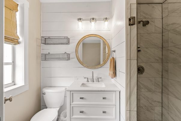 Bathroom, Glass Shower, Interior, Marble Walls