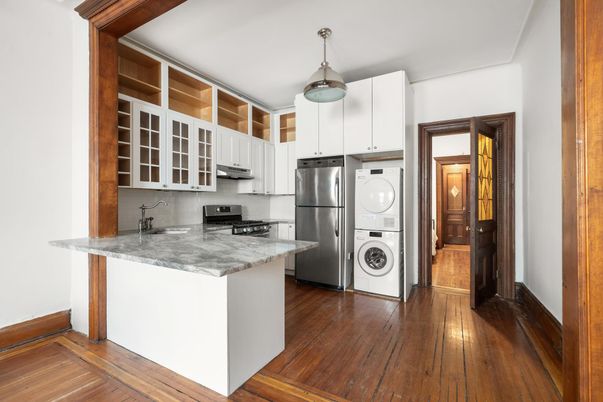 Interior, Kitchen, Pendant Lights, Stainless Steel Appliances, Wood Texture Flooring