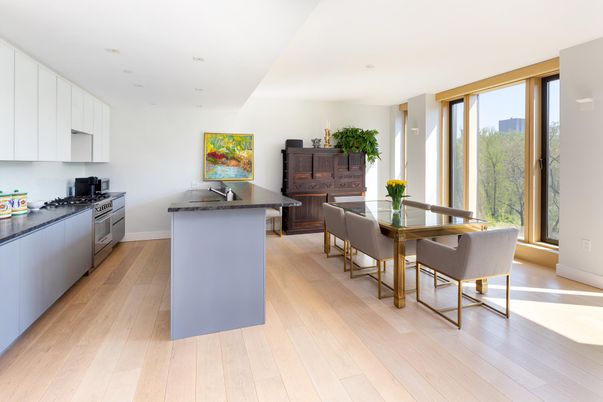 Dining room, Interior, Kitchen, Recessed Lighting, Wood Texture Flooring