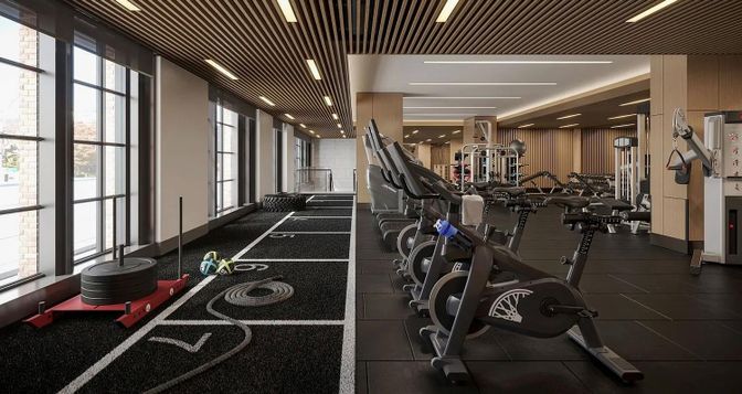 Fitness Equipment, Gym, Interior, Recessed Lighting