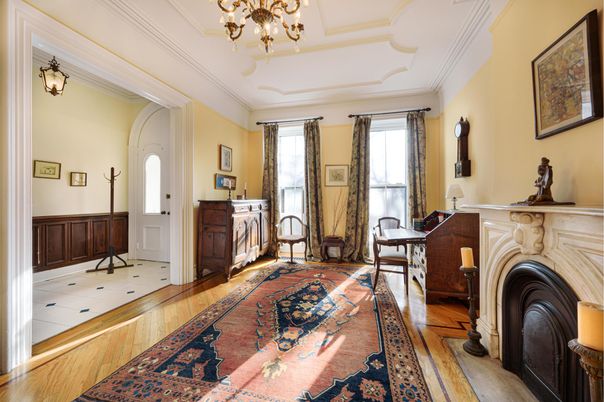 Chandelier, Home Office, Interior, Wood Texture Flooring