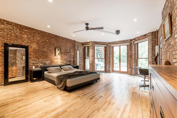 Interior, Recessed Lighting, Stone Walls, Wood Texture Flooring