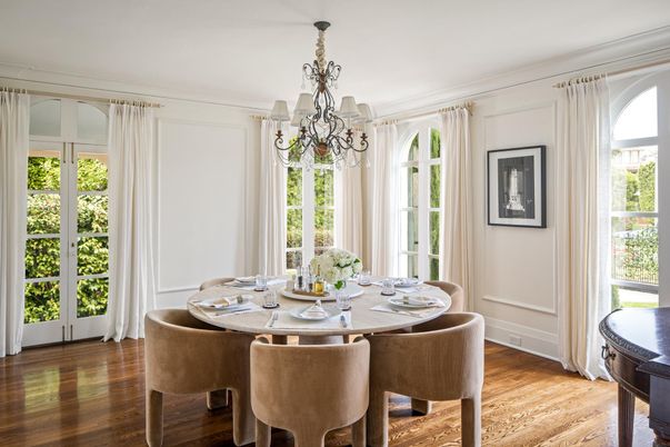 Chandelier, Dining room, Interior, Wood Texture Flooring