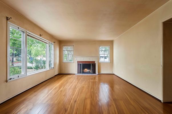 Empty room, Fireplace, Interior, Wood Texture Flooring