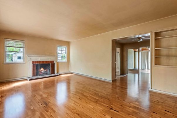 Empty room, Fireplace, Interior, Wood Texture Flooring
