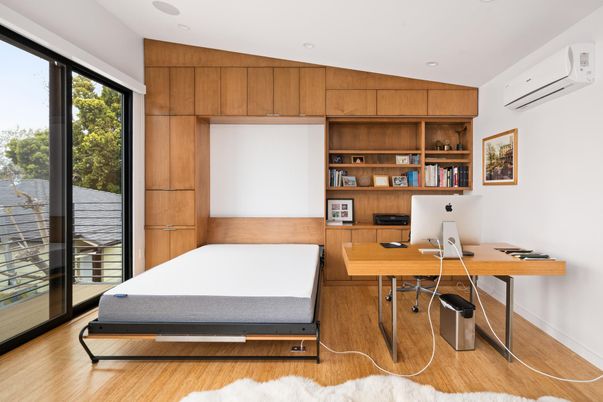 Home Office, Interior, Recessed Lighting, Wood Texture Flooring