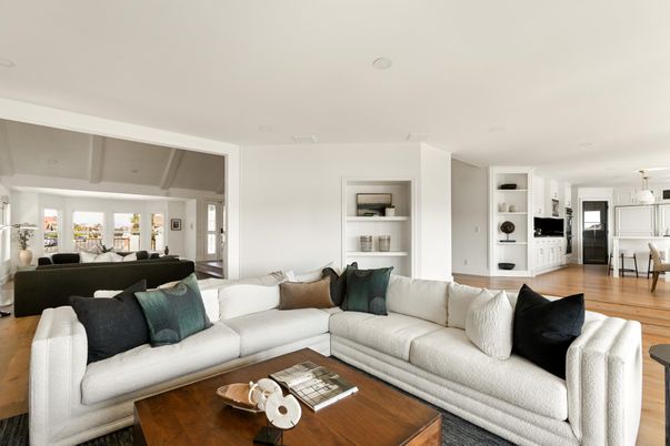 Interior, Living room, Pendant Lights, Wood Texture Flooring