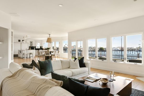 Dining room, Interior, Kitchen, Living room, Pendant Lights, Recessed Lighting, Water, Wood Texture Flooring