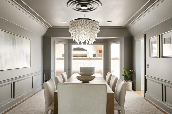 Chandelier, Dining room, Interior, Recessed Lighting
