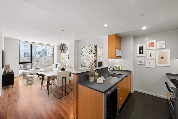 Dining room, Interior, Kitchen, Living room, Pendant Lights, Recessed Lighting, Wood Texture Flooring