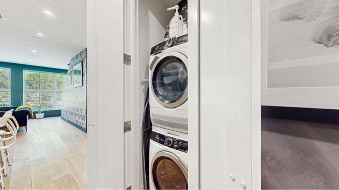 Interior, Recessed Lighting, Utility Closets, Washer, Wood Texture Flooring
