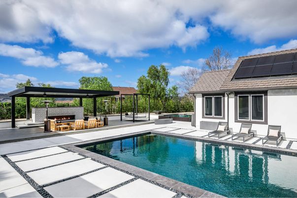 Exterior, Fireplace, Pool, Solar Panels
