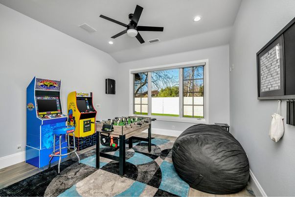 Game Room, Interior, Recessed Lighting, Wood Texture Flooring