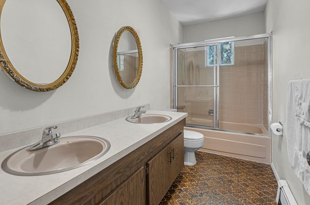 Bathroom, Dual Sink Vanities, Glass Shower, Interior