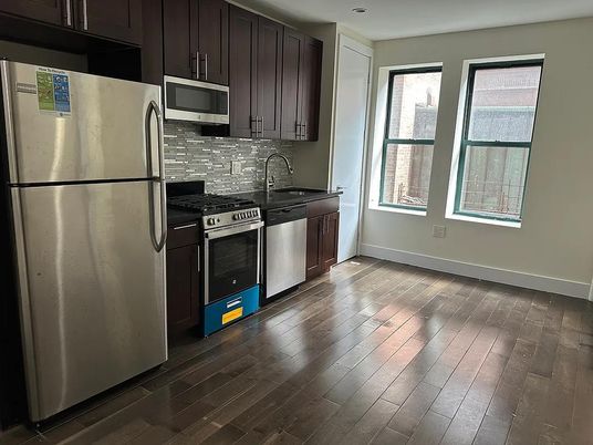 Interior, Kitchen, Stainless Steel Appliances, Wood Texture Flooring