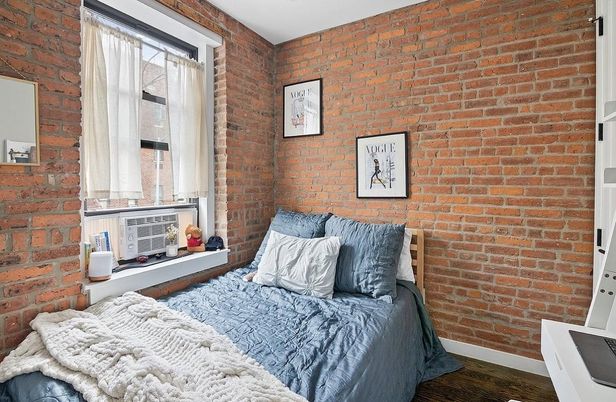 Bedroom, Interior, Stone Walls, Wood Texture Flooring