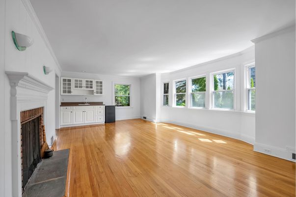 Empty room, Fireplace, Interior, Wood Texture Flooring