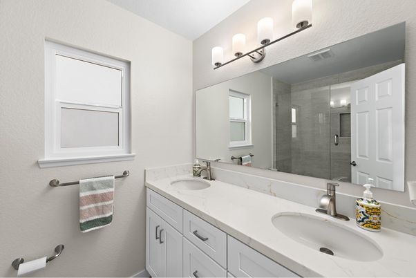 Bathroom, Dual Sink Vanities, Glass Shower, Interior