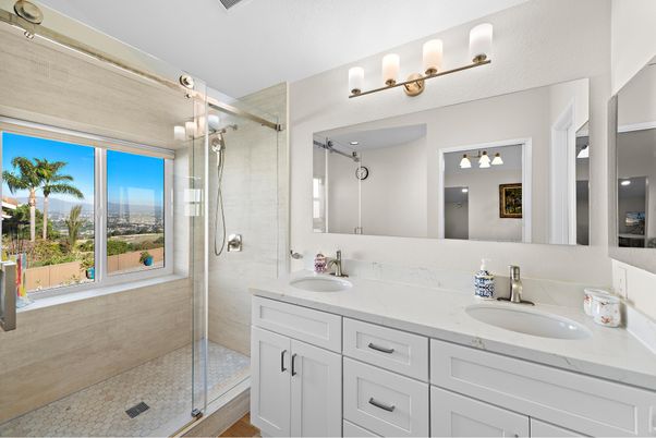 Bathroom, Dual Sink Vanities, Glass Shower, Interior