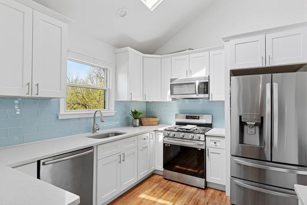 Interior, Kitchen, Stainless Steel Appliances, Wood Texture Flooring
