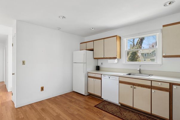 Interior, Kitchen, Recessed Lighting, Wood Texture Flooring