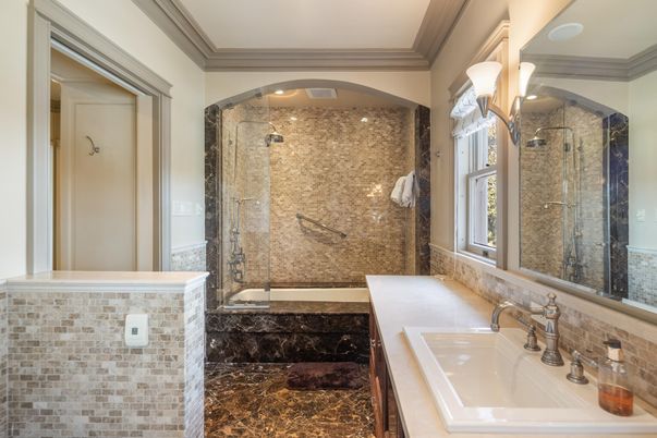 Bathroom, Glass Shower, Interior, Recessed Lighting