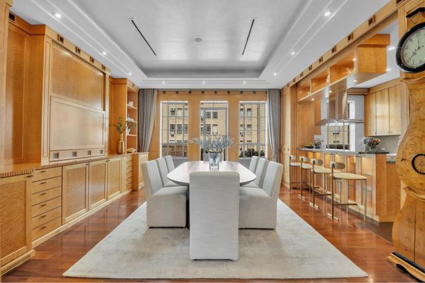 Dining room, Interior, Kitchen, Recessed Lighting, Wood Texture Flooring