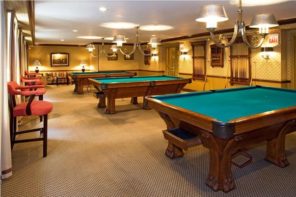 Billiard Table, Chandelier, Game Room, Interior, Recessed Lighting