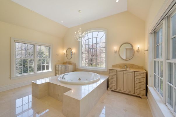 Bathroom, Chandelier, Interior, Recessed Lighting