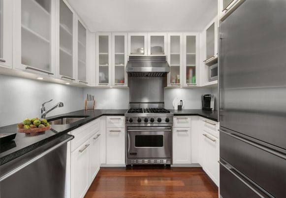 Interior, Kitchen, Stainless Steel Appliances, Wood Texture Flooring