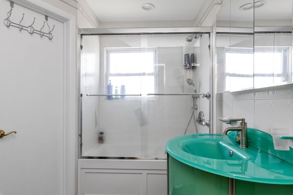 Bathroom, Glass Shower, Interior, Recessed Lighting