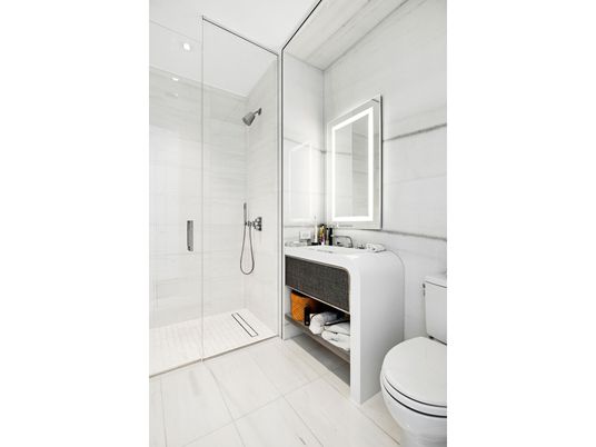 Bathroom, Glass Shower, Interior, Recessed Lighting