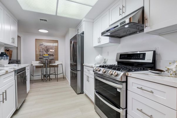 Interior, Kitchen, Stainless Steel Appliances, Wood Texture Flooring