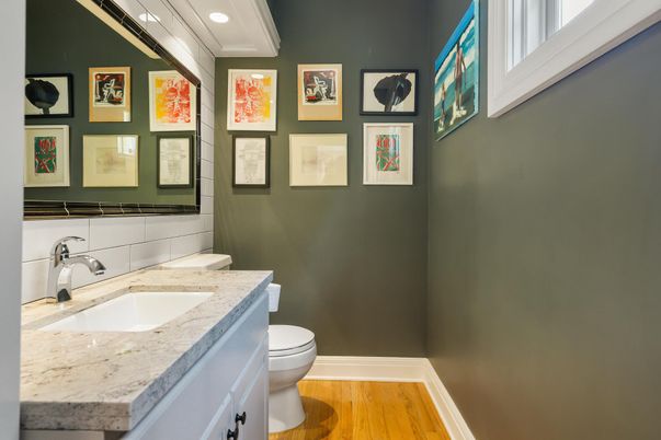 Bathroom, Interior, Recessed Lighting, Wood Texture Flooring