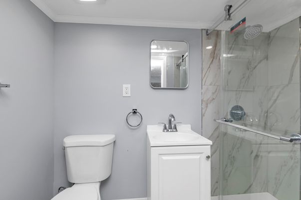 Bathroom, Glass Shower, Interior, Marble Walls