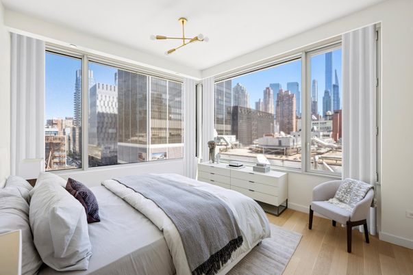 Bedroom, Interior, Pendant Lights, Wood Texture Flooring